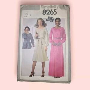 VINTAGE '77 Simplicity 8265 DRESS & FORMAL Sew Pattern ~UNCUT Miss Petite Sz 6-8